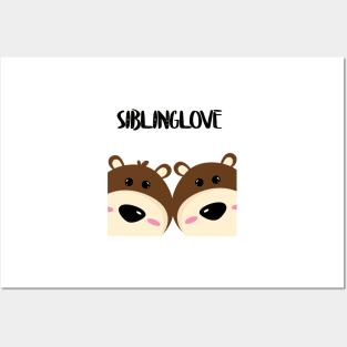 Twins teddy bears sibling love Posters and Art